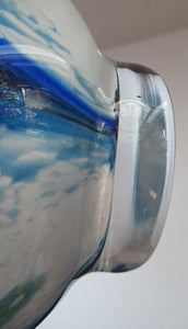 Tall Blue Caithness Glass Cadenza Hearts Vase by Colin Terris