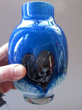 Load image into Gallery viewer, Tall Blue Caithness Glass Cadenza Hearts Vase by Colin Terris
