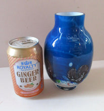 Load image into Gallery viewer, Tall Blue Caithness Glass Cadenza Hearts Vase by Colin Terris
