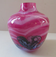 Load image into Gallery viewer, Pink Caithness Cadenza Hearts Glass Vase. Colin Terris Design 1980s
