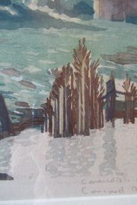 1930s COLOUR WOODCUT. Concord and Cavendish Morton Entitled Spring Rhapsody