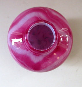 Pink Caithness Cadenza Hearts Glass Vase. Colin Terris Design 1980s