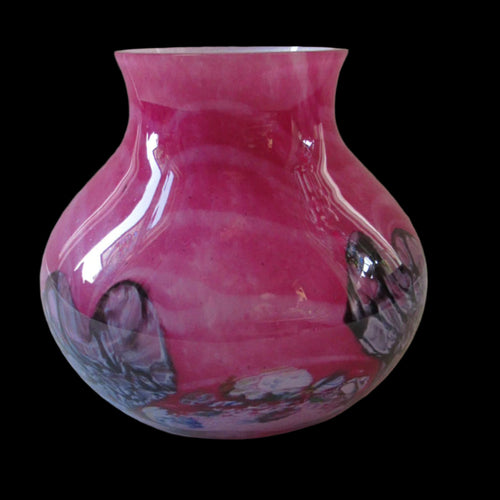 Pink Caithness Cadenza Glass Vase by Colin Terris