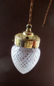 Edwardian Cut Glass and Brass Single Hanging Light Shade 1900s