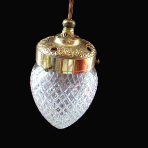 Edwardian Cut Glass and Brass Single Hanging Light Shade 1900s