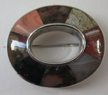 Load image into Gallery viewer, Antique Victorian Agate or Pebble Brooch Solid Silver 
