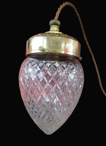 Edwardian Cut Glass and Brass Single Hanging Light Shade 1900s