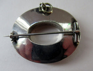 Antique Victorian Agate or Pebble Brooch Solid Silver 