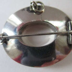 Antique Victorian Agate or Pebble Brooch Solid Silver 