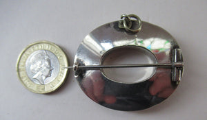 Antique Victorian Agate or Pebble Brooch Solid Silver 