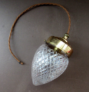 Edwardian Cut Glass and Brass Single Hanging Light Shade 1900s