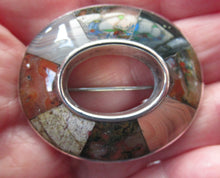 Load image into Gallery viewer, Antique Victorian Agate or Pebble Brooch Solid Silver 
