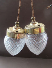 Load image into Gallery viewer, Edwardian Cut Glass and Brass Single Hanging Light Shade 1900s
