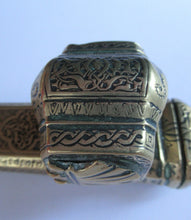 Load image into Gallery viewer, Antique Middle Eastern Travelling Brass Scribe. Beautifully Engraved Pen Case with Attached Ink Well
