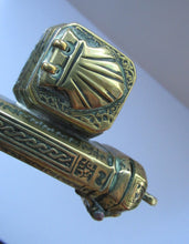 Load image into Gallery viewer, Antique Middle Eastern Travelling Brass Scribe. Beautifully Engraved Pen Case with Attached Ink Well
