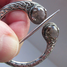 Load image into Gallery viewer, 1960s Glasgow Hallmark Silver Penannular Brooch with Citrines
