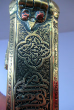 Load image into Gallery viewer, Antique Middle Eastern Travelling Brass Scribe. Beautifully Engraved Pen Case with Attached Ink Well
