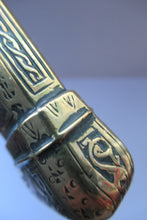 Load image into Gallery viewer, Antique Middle Eastern Travelling Brass Scribe. Beautifully Engraved Pen Case with Attached Ink Well
