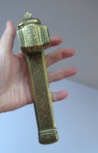 Load image into Gallery viewer, Antique Middle Eastern Travelling Brass Scribe. Beautifully Engraved Pen Case with Attached Ink Well
