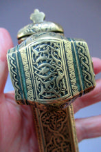 Load image into Gallery viewer, Antique Middle Eastern Travelling Brass Scribe. Beautifully Engraved Pen Case with Attached Ink Well
