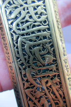Load image into Gallery viewer, Antique Middle Eastern Travelling Brass Scribe. Beautifully Engraved Pen Case with Attached Ink Well
