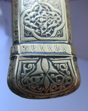 Load image into Gallery viewer, Antique Middle Eastern Travelling Brass Scribe. Beautifully Engraved Pen Case with Attached Ink Well
