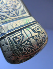 Load image into Gallery viewer, Antique Middle Eastern Travelling Brass Scribe. Beautifully Engraved Pen Case with Attached Ink Well
