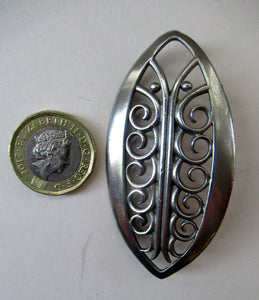 Vintage 1970s Scottish CEARD Pewter Brooch. Entitled MOOR FERN