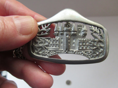Vintage 1970s Scottish CEARD Pewter Pendant & Long Chain. Entitled GLAMIS