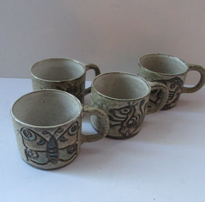 Vintage 1960s Dutch Studio Pottery Cups by Hannie Mein