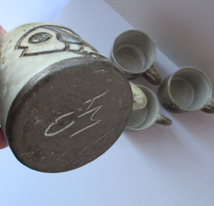 Vintage 1960s Dutch Studio Pottery Cups by Hannie Mein