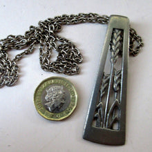 Load image into Gallery viewer, Vintage 1970s Scottish CEARD Pewter Pendant &amp; Long Chain. Entitled GRASSES
