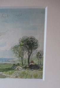 David Octavius Hill View from Craigmillar Case Watercolour Painting