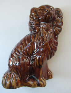 SINGLE: ANTIQUE 19th Century Miniature Treacle Glaze Staffordshire Dog