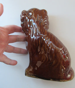 SINGLE: ANTIQUE 19th Century Miniature Treacle Glaze Staffordshire Dog