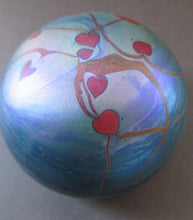 Load image into Gallery viewer, Vintage Iridescent Red Hearts Paperweight 1980s Okra Style

