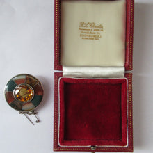 Load image into Gallery viewer, Antique SCOTTISH VICTORIAN SILVER &amp; Agate Hardstone Brooch or Pin. Old Red Leather Box
