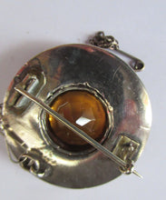 Load image into Gallery viewer, Antique SCOTTISH VICTORIAN SILVER &amp; Agate Hardstone Brooch or Pin. Old Red Leather Box
