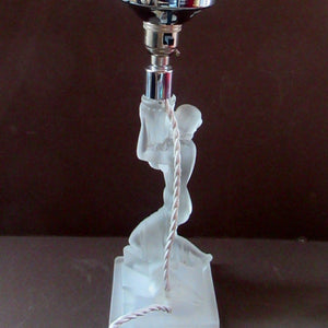 1930s Walther & Sohne German Art Deco Frosted Glass Nude Table Lamp