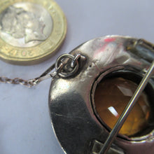 Load image into Gallery viewer, Antique SCOTTISH VICTORIAN SILVER &amp; Agate Hardstone Brooch or Pin. Old Red Leather Box
