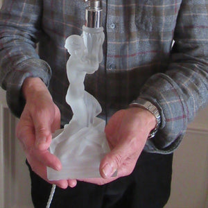 1930s Walther & Sohne German Art Deco Frosted Glass Nude Table Lamp