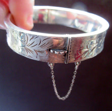 Load image into Gallery viewer, 1960s SOLID SILVER Hinged Silver Cuff Bracelet or Bangle

