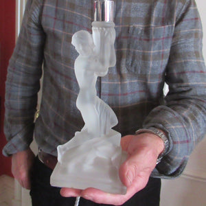 1930s Walther & Sohne German Art Deco Frosted Glass Nude Table Lamp