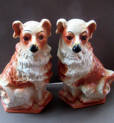 Victorian Bo'ness Chimney Spaniels Dogs Antique Staffordshire Wally Dugs