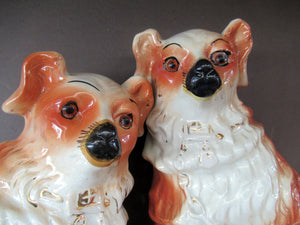 SCOTTISH POTTERY Antique Dogs: VICTORIAN - Bo'ness Pottery Pair of Large Upright Spaniels, c 1900