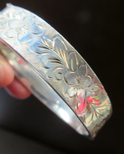 1960s SOLID SILVER Hinged Silver Cuff Bracelet or Bangle