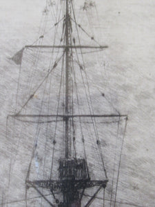 ORIGINAL ETCHING: William Lionel Wyllie (1851 – 1931) HMS Orion. Pencil Signed 