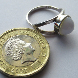 Vintage Scottish Silver Ring with Moonstone.  Size K