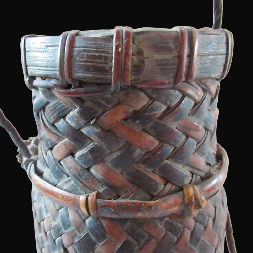 Antique 1940s African Woven Quiver Arrows or Gourd Carrier