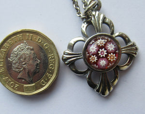 Vintage 1970s Scottish Tiny Millefiori Paperweight Pendant by Caithness Glass